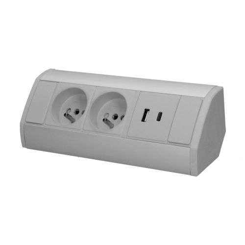 Gniazdo meblowe 2x2P+Z, 2xUSB (typ A+C; 2,4A), szaro-srebrne - 5908254844003_20240118111138 - m/18576651/5908254844003-20240118111138.jpg