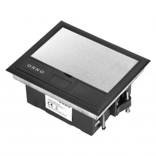 Puszka podłogowa na gniazda modułowe 4 x 45x45mm lub 8 x 22,5x45mm, pokrywa: stal nierdzewna, czarna - ORGP9201SS_5908254843150_2D_0001_large - m/19461134/orgp9201ss-5908254843150-2d-0001-large.jpg