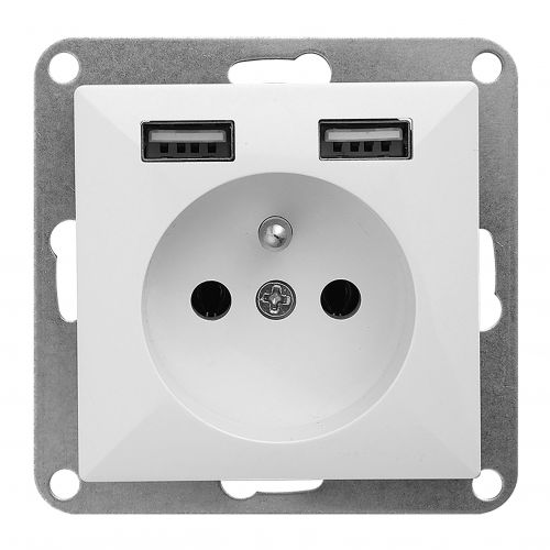 Gniazdo pojedyncze podtynkowe 2P+Z z ładowarką Pearl, 16A, 250V, PT-16P/USB, biały - 5904988911059_20250203123859 - m/21111064/5904988911059-20250203123859.jpg
