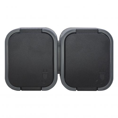 Gniazdo podwójne natynkowe 2P+Z, Schuko, bryzgoszczelne z klapką B2, IP54, NT-7B2, szary/czarny - 5904988911943_20250203124748 - m/21111236/5904988911943-20250203124748.jpg