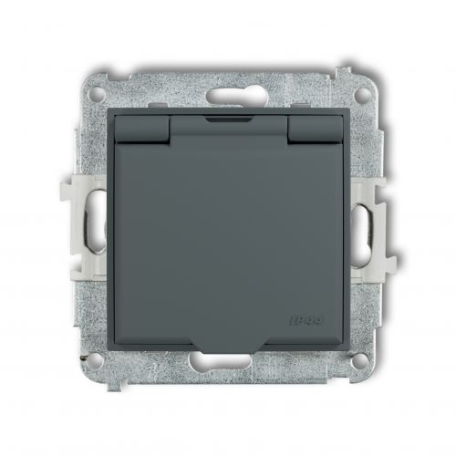 MINI Mechanizm gniazda bryzgoszczelnego z uziemieniem 2P+Z (klapka grafitowy mat, przesłony torów pr - 28mgpb-1zp - m/21356010/28mgpb-1zp.jpg