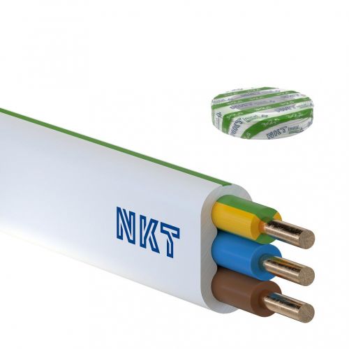 Przewód instalacyjny NKT instal PLUS YDYp żo 3x2,5mm2 biały 450/750V płaski /100m/ NKT - PICTURE_50926_1 - m/21617230/picture-50926-1.png