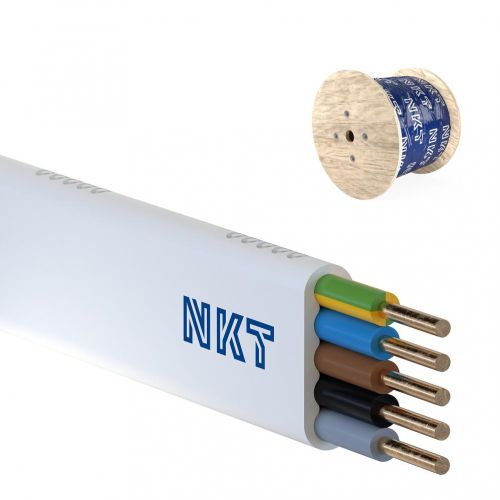 Przewód instalacyjny NKT instal YDYp żo 5x1,5mm2 biały 450/750V płaski /bębnowy/ NKT - PICTURE_50974_1 - m/21704929/picture-50974-1.png