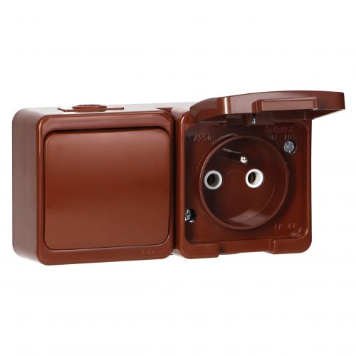 Gniazdo pojedyncze 2P+Z bryzgood. z klapką w kolorze wyrobu+ Łącznik 1-biegunowy IP44, SMART, brązow - GWNS_5907522055929_2D_0001_large - m/21782294/gwns-5907522055929-2d-0001-large.jpg