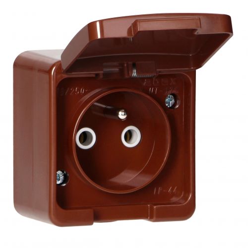 Gniazdo pojedyncze 2P+Z bryzgoodporne z klapką w kolorze wyrobu IP44, SMART, brązowy - NT16S_5907522018825_2D_0001_large - m/21782301/nt16s-5907522018825-2d-0001-large.jpg