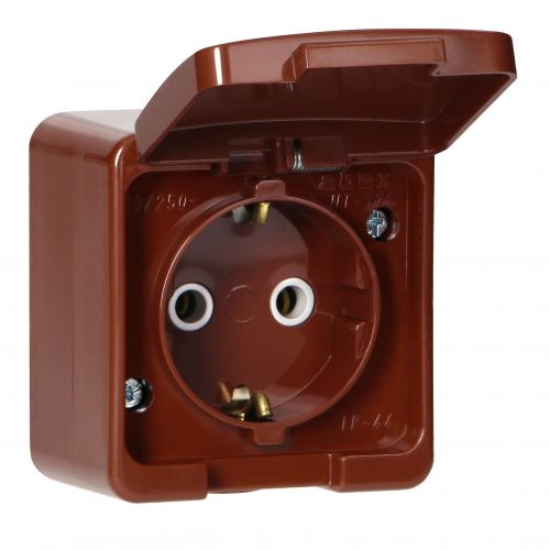 Gniazdo pojedyncze 2P+Z SCHUKO bryzgoodporne z klapką w kolorze wyrobu IP44, SMART, brązowy - NT17S_5907522046620_2D_0001_large - m/21782305/nt17s-5907522046620-2d-0001-large.jpg