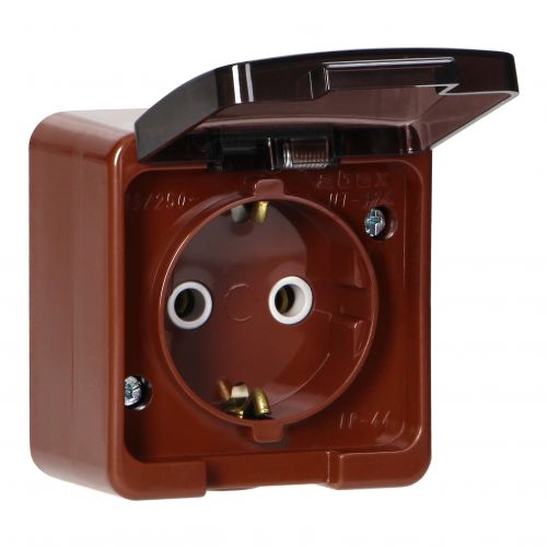 Gniazdo pojedyncze 2P+Z SCHUKO bryzgoodporne z klapką dymną IP44, SMART, brązowy - NT17SL_5907522046675_2D_0001_large - m/21782307/nt17sl-5907522046675-2d-0001-large.jpg