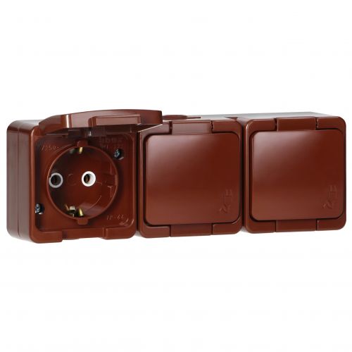 Gniazdo potrójne 3x 2P+Z SCHUKO bryzgoodporne klapką w kolorze IP44, SMART, brązowy - NT317S_5907522087777_2D_0001_large - m/21782312/nt317s-5907522087777-2d-0001-large.jpg