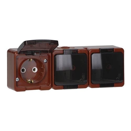 Gniazdo potrójne 3x 2P+Z SCHUKO bryzgoodporne klapką dymną IP44, SMART, brązowy - NT317SL_5907522087722_2D_0001_large - m/21782313/nt317sl-5907522087722-2d-0001-large.jpg