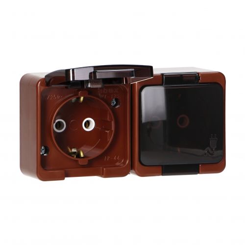 Gniazdo podwójne 2x 2P+Z SCHUKO bryzgoodporne z klapką dymną IP44, SMART, brązowy - NT7SL_5907522049072_2D_0001_large - m/21782325/nt7sl-5907522049072-2d-0001-large.jpg