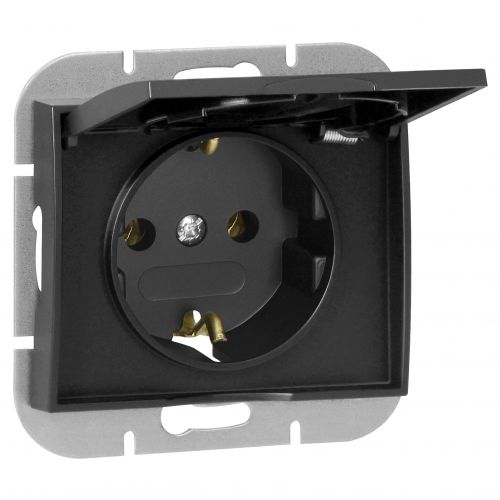 Gniazdo pojedyncze podtynkowe 2P+Z Schuko bryzgoszczelne z klapką Onyx, 16A, 250V, PT-17OH, czarny - OROE7505GSBB_5904988910489_2D_0001_large - m/21782345/oroe7505gsbb-5904988910489-2d-0001-large.jpg