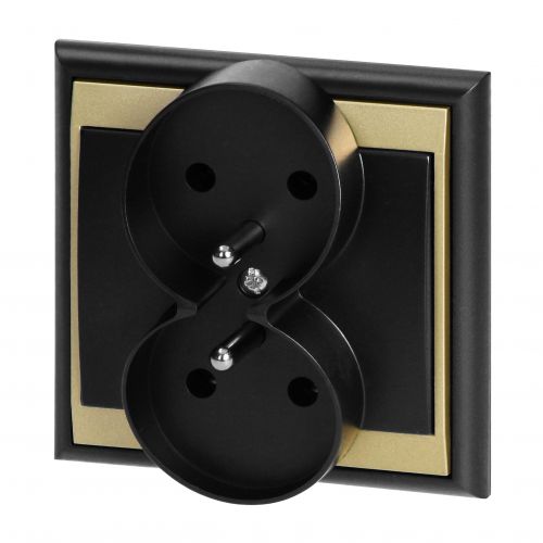 Gniazdo podwójne podtynkowe 2x2P+Z Luna, 16A, 250V, PT-6LR, czarny/złoty - OROE7606BC_5904988912247_2D_0001_large - m/21782388/oroe7606bc-5904988912247-2d-0001-large.jpg