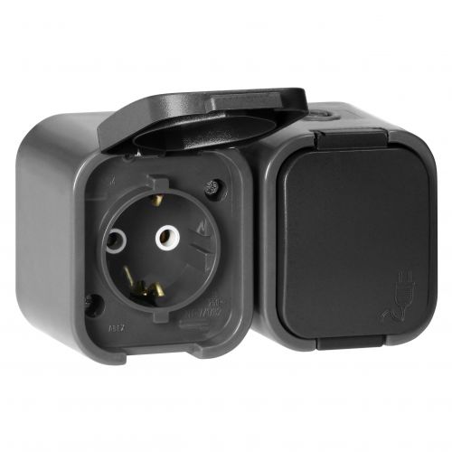 Gniazdo podwójne natynkowe 2P+Z, Schuko, bryzgoszczelne z klapką B2, IP54, NT-7B2, szary/czarny - OROE7806GSGB_5904988911943_2D_0001_large - m/21782514/oroe7806gsgb-5904988911943-2d-0001-large.jpg