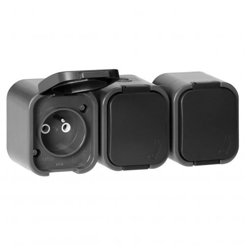 Gniazdo potrójne natynkowe 3x2P+Z, bryzgoszczelne z klapką B2, IP54, NT-316 B2, szary/czarny - OROE7809GB_5904988911882_2D_0001_large - m/21782529/oroe7809gb-5904988911882-2d-0001-large.jpg