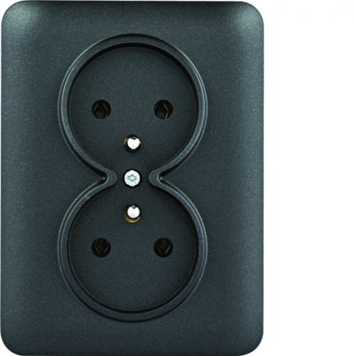 lumina Gniazdo zasilające z uziemieniem podwójne kompletne 16A/250VAC czarny WL1223 HAGER - WL1223 - m/22841091/wl1223.jpg
