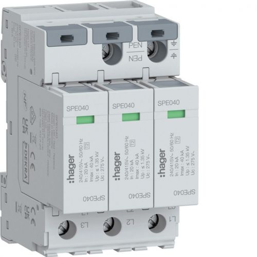SPD Ogranicznik przepięć T2 3P 3+0 sieć TN-C In=20kA Imax=40kA Up?1,35kV - SPE340 - m/23350001/spe340.jpg