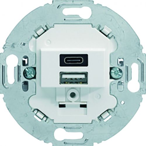 Mechanizm gniazda USB A+C ładowania do serii obrotowych, 3.0 A 230 V, biały, mat - 260419 (A C) - m/23350410/260419-a-c.jpg