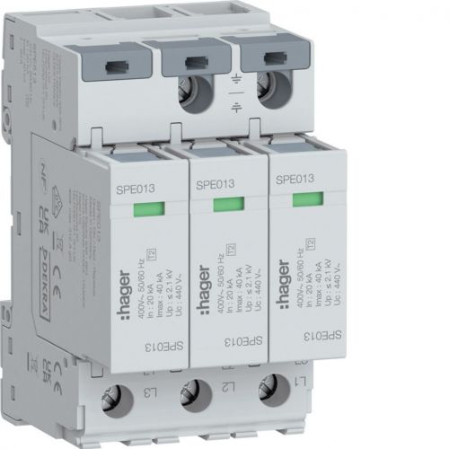 SPD Ogranicznik przepięć T2 3P 3+0 sieć IT In=20kA Imax=40kA Up?2,2kV - SPE513 - m/23351058/spe513.jpg