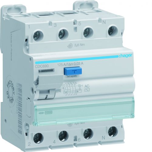 RCCB Wyłącznik różnicowoprądowy 3P+N 125A 30mA 10kA AC - CDC690 - m/23373238/cdc690.jpg