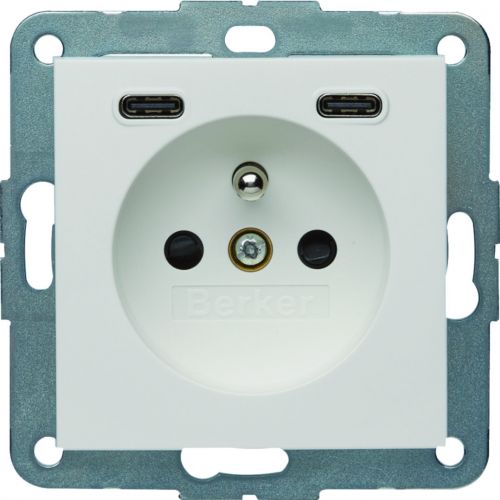 B.x Gniazdo z uziemieniem z ładowarką USB C+C 20W PD, biały połysk - 48168989 - m/23374319/48168989.jpg
