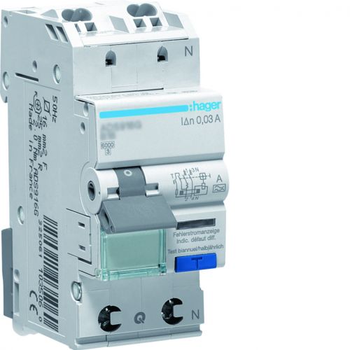 RCBO Wyłącznik różnicowoprądowy z członem nadprąd. 1P+N 6kA C 13A/30mA Typ A QC - ADS963D - m/23374782/ads963d.jpg