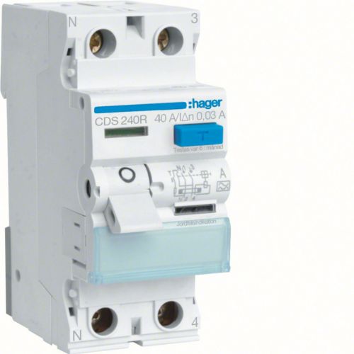 RCCB Wyłącznik różnicowoprądowy 1P+N 40A 30mA Typ A QuickConnect CDS240R HAGER - CDS240R - m/23375806/cds240r.jpg