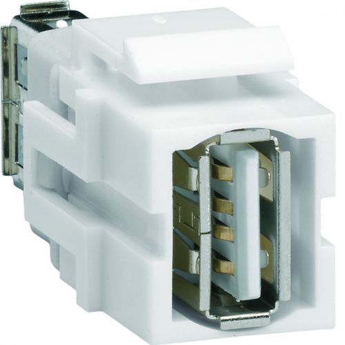 Moduł KEYSTONE gniazdo USB 2.0, przelotowe, wtyk prosty 180°, biały - VZ20US - m/23376775/vz20us.jpg