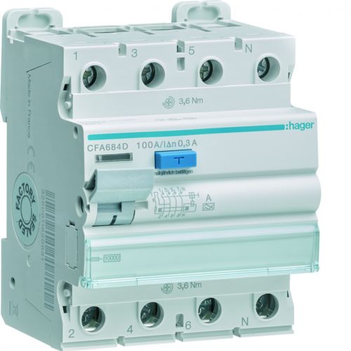 RCCB Wyłącznik różnicowoprądowy 3P+N 100A 300mA 10kA A - CFA684D - m/23382053/cfa684d.jpg