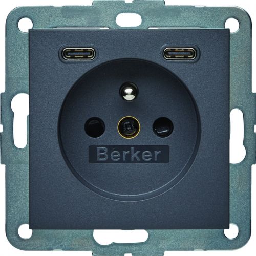 B.x Gniazdo z uziemieniem z ładowarką USB C+C 20W PD, antracyt mat - 48161606 - m/23384189/48161606.jpg