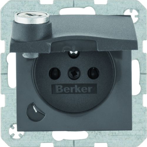 B.x Gniazdo z uziemieniem z pokrywą i zamkiem, antracyt mat - 6768111606 - m/23388485/6768111606.jpg