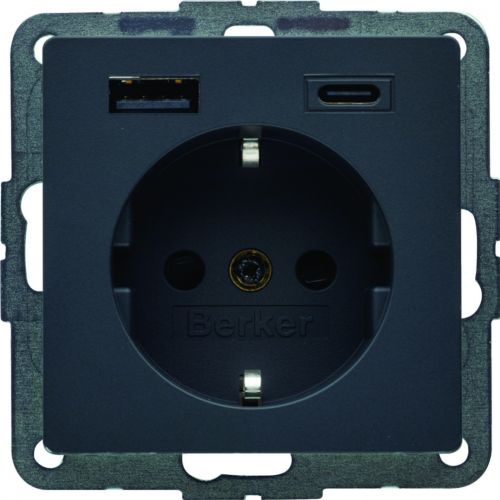 Q.x Gniazdo SCHUKO z gniazdem ładowania USB 2,4A samozacisk; antracyt aksamit 48146086 HAGER - 48146086 - m/23388997/48146086.jpg