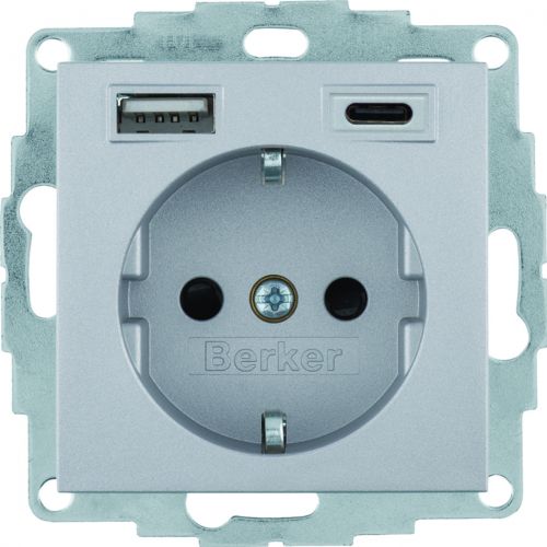 B.x Gniazdo SCHUKO z ładowarką USB A+C 20W PD, alu mat - 48141404 - m/23390941/48141404.jpg