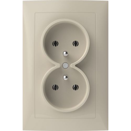 B.Kwadrat Gniazdo podwójne z uziemieniem kompletne, krem - 5361828982 - m/23401399/5361828982.jpg