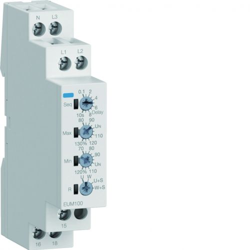 Wielofunkcyjny przekaźnik kontroli napięcia 1- fazowy oraz 3- fazowy 1x NO/NC - EUM100 - m/23419026/eum100.jpg