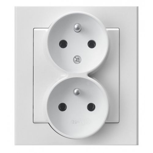 SONATA Gniazdo podwójne z uziemieniem z funkcją niezamienności faz kompletne z ramką kolor biały mat GP-2RC/75 OSPEL - gp-2rc_00 - m/23615853/gp-2rc-00.jpg