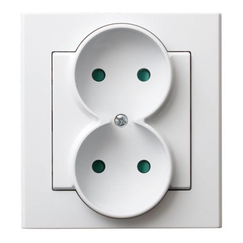SONATA Gniazdo podwójne z przesłonami torów prądowych kompletne z ramką kolor biały mat GP-2RP/75 OSPEL - gp-2rp_00 - m/23615854/gp-2rp-00.jpg