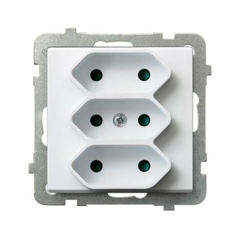 SONATA Gniazdo potrójne EURO z przesłonami torów prądowych kolor biały mat GP-3RP/m/75 OSPEL - gp-3rp_m_00 - m/23615864/gp-3rp-m-00.jpg