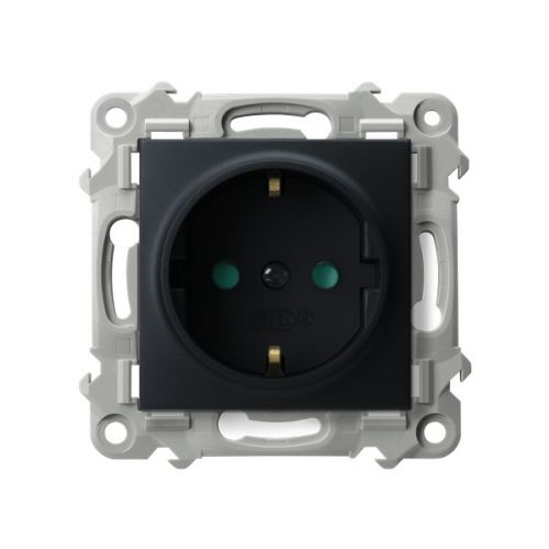 SZAFIR Gniazdo pojedyncze z uziemieniem schuko z przesłonami torów prądowych kolor czarny metalik GP-1ZSP/m/33 OSPEL - gp-1zsp_m_33 - m/23615972/gp-1zsp-m-33.jpg