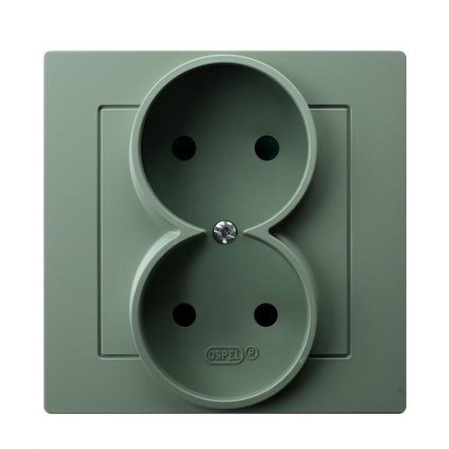 AS Gniazdo podwójne kompletne z ramką - kolor zielony mat - gp-2g_84 - m/23616463/gp-2g-84.jpg
