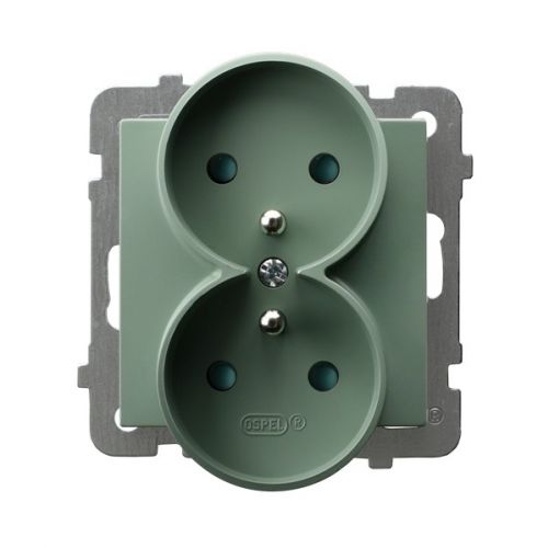 AS Gniazdo podwójne z uziemieniem z przesłonami torów prądowych, moduł bez ramki - kolor zielony mat - gp-2grzp_m_84 - m/23616475/gp-2grzp-m-84.jpg