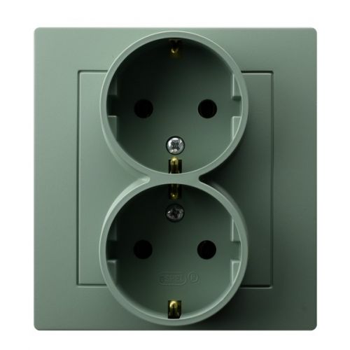 AS Gniazdo podwójne z uziemieniem schuko kompletne z ramką - kolor zielony mat - gp-2gs_84 - m/23616477/gp-2gs-84.jpg