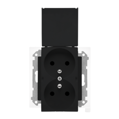 Simon 55 Gniazdo wtyczkowe podwójne do wersji IP44 z uszczelką szybkozłączka KlapkaW kolorze pokrywy Czarny mat TGZ2BMCZ.01/149 KONTAKT - img_7565 - m/23625186/img-7565.png