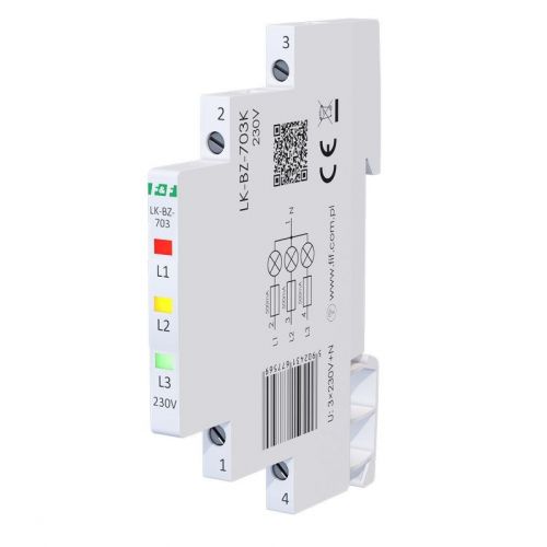 Lampka kontrolna zasilania z zabezpieczeniem 1/3S 3xLED - 3 kolory F&F - LK-BZ-703K-etim-1 - m/23669675/lk-bz-703k-etim-1.jpg