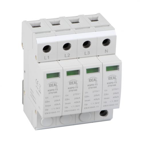 Ogranicznik przepięć 275/160 3P+N 4P T2 © 40kA 1,5kV 275V KSPD-T2 IDEAL KANLUX - 36312 - m/24637873/36312.jpg