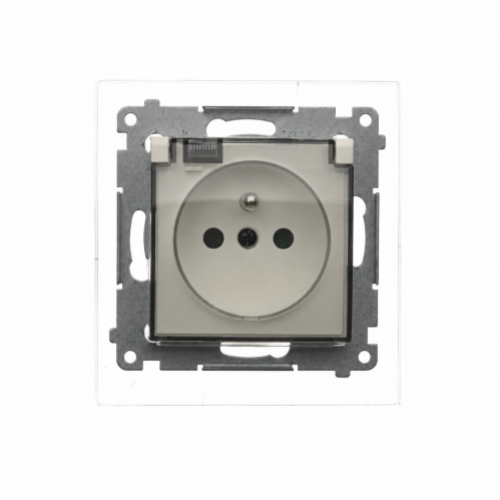 Simon 54 Gniazdo hermetyczne IP44 z uszczelką z klapką transparentną kaszmir mat DGZ1BZ.01/42A - 19202,DGZ1BZ-01_42A - m/24673859/19202-dgz1bz-01-42a.png