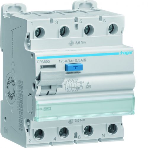 RCCB Wyłącznik różnicowoprądowy 3P+N 125A 300mA 10kA A S - CPA690 - m/24715879/cpa690.jpg