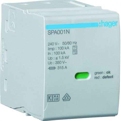 SPD Moduł T1 1P sieć TT(N-PE) Iimp=100kA In=100kA Up?1,5kV - SPA001N - m/24721024/spa001n.jpg