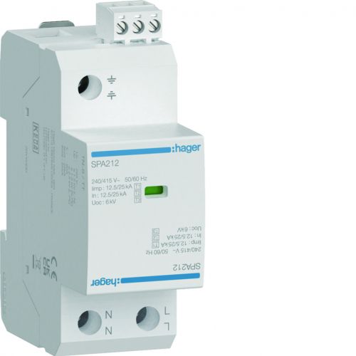 SPD Ogranicznik przepięć T1 kombinowany 2P TN-S/TT Iimp=25kA Up?1,5kV - SPA212 - m/24741203/spa212.jpg