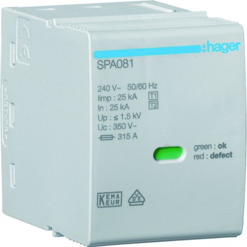 SPD Moduł T1 1P sieć TN-S/TN-C/TT(L-N) Iimp=25kA Up?1,5kV In=25kA do SPA80x - SPA081 - m/24742815/spa081.jpg