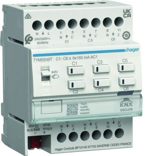KNX e/s Elektroniczny sterownik grzewczy 6-kanałowy, 24/230 V AC KNX secure - TYMS646T - m/24778620/tyms646t.jpg